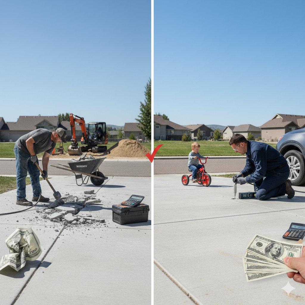 A piggy bank next to a leveled concrete slab