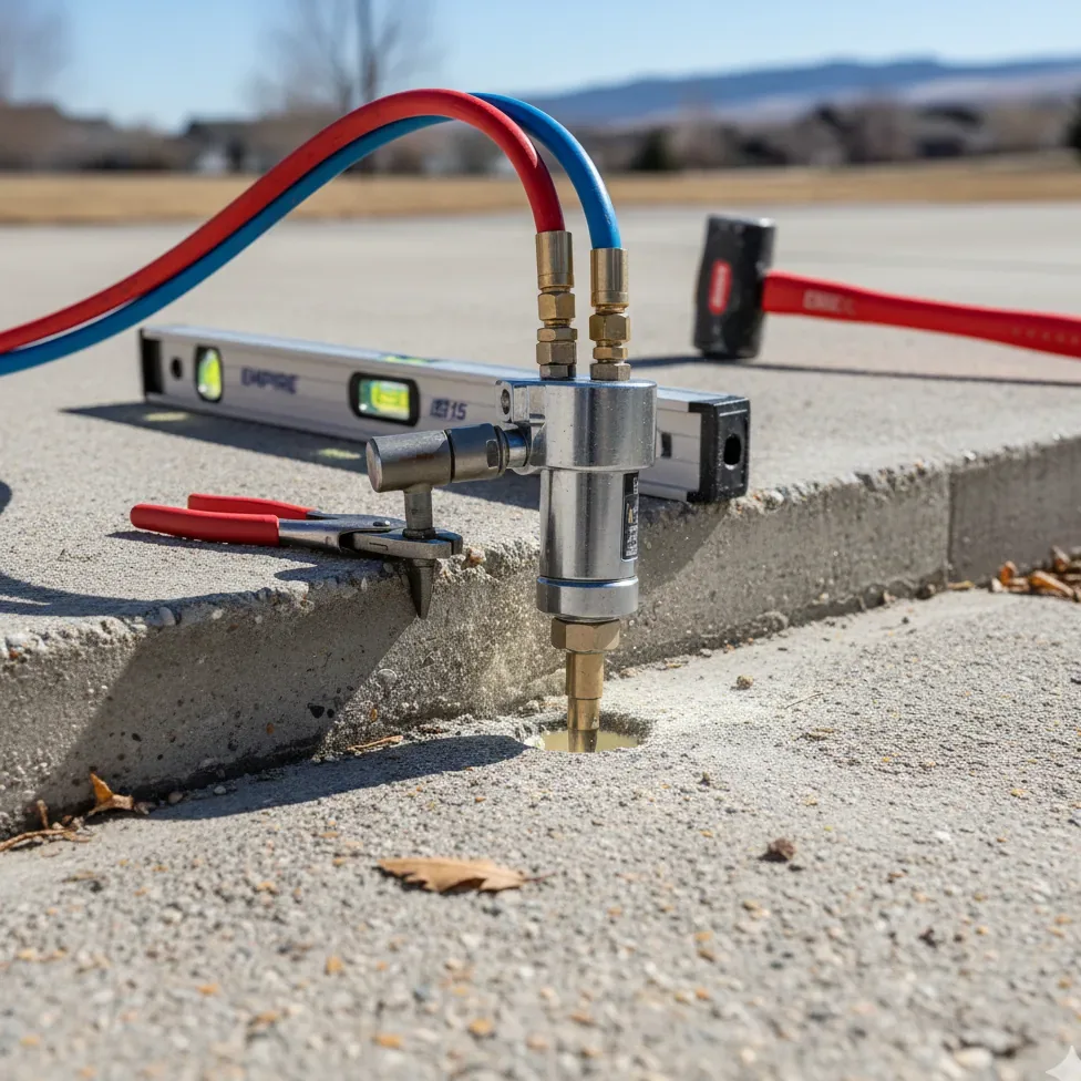 Foam jacking used to raise settled concrete