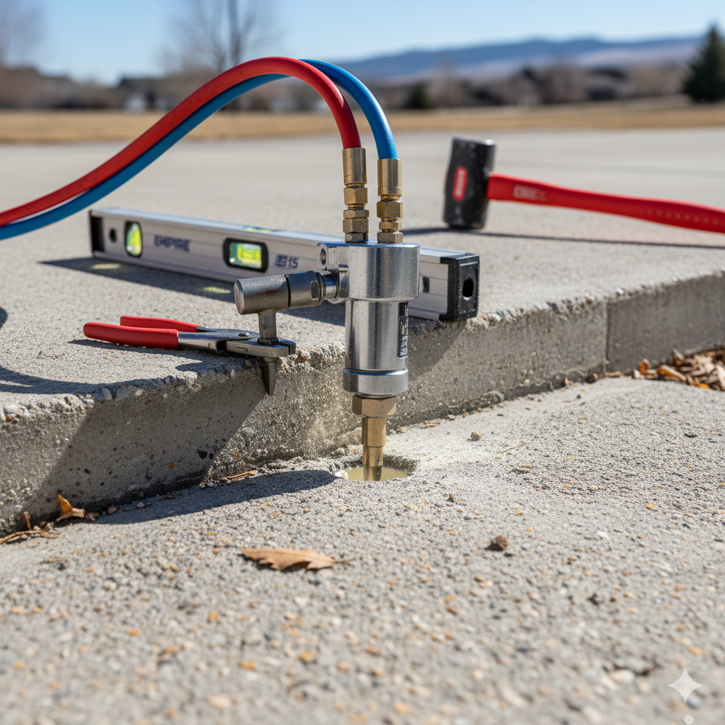 Leveling a sunken garage floor in Utah Valley