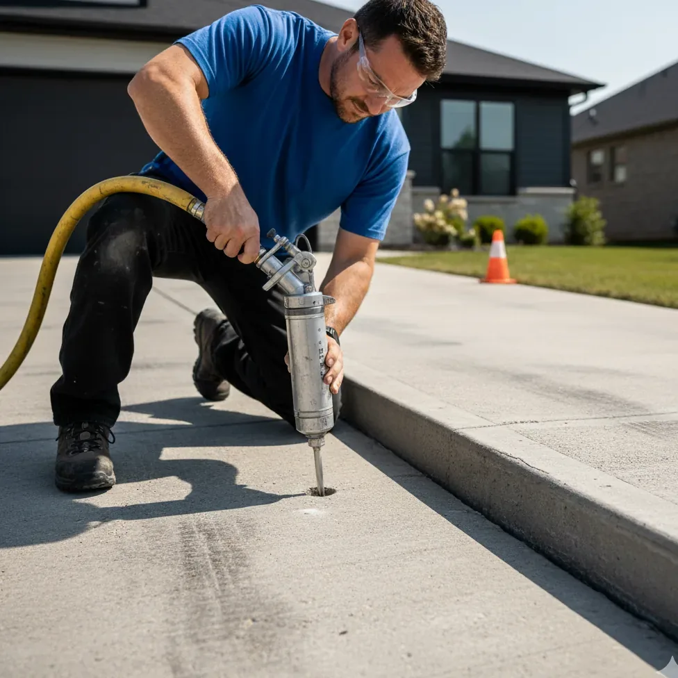Diagram showing polyjacking foam injection process used in Orem, UT