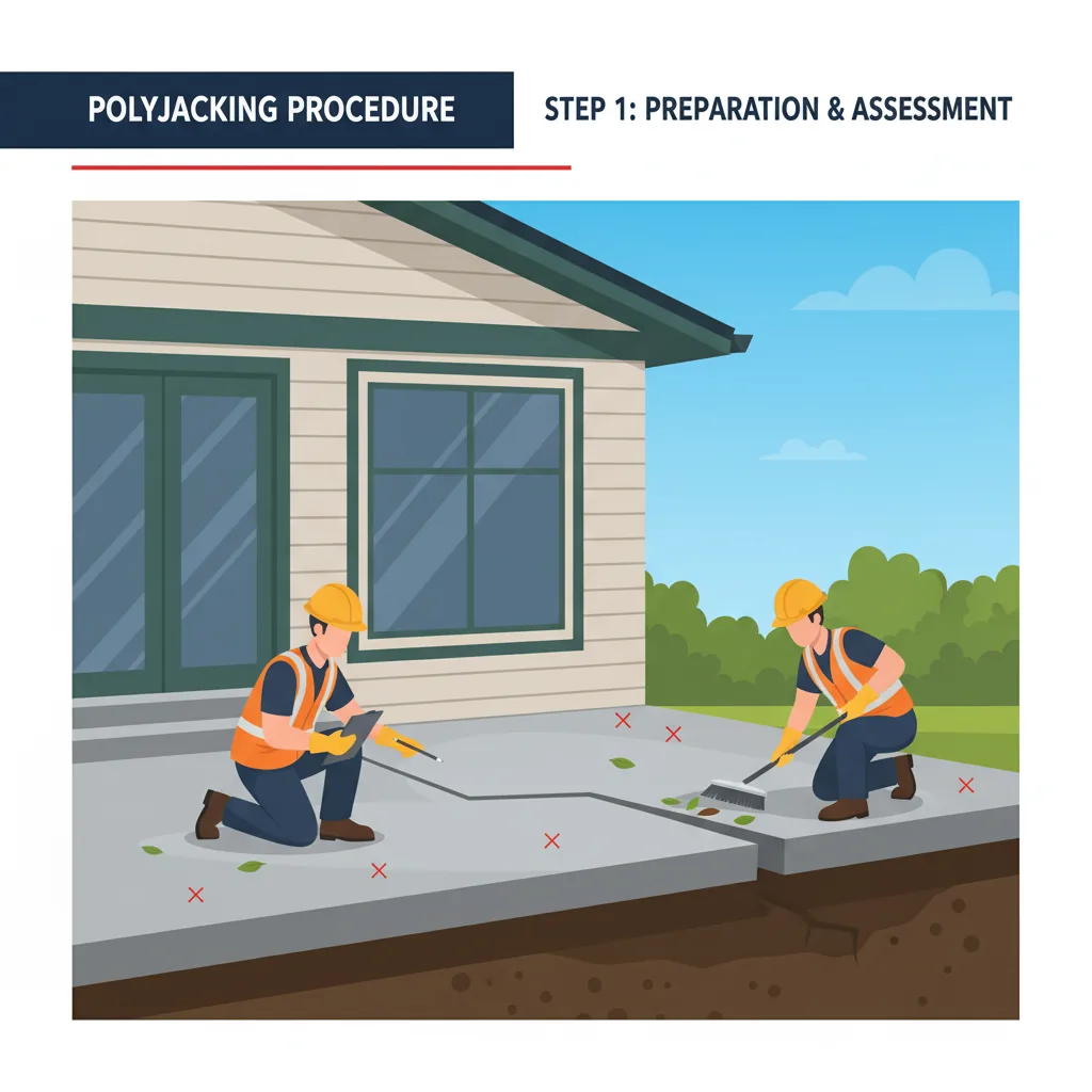 Step-by-step polyjacking concrete lifting process in Provo, UT